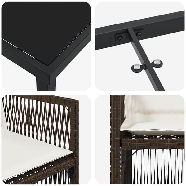 vidaXL Trädgårdsmöbelset 9 pcs Brun Pulverlackerat stål