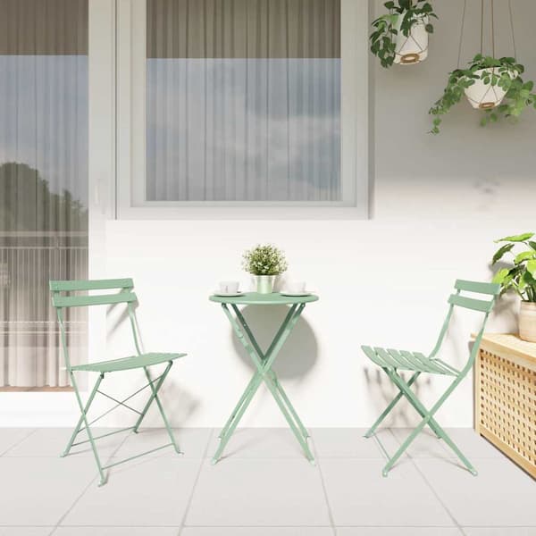 vidaXL Sammenleggbart Bistrosett 3 pcs Sjøskum Stål
