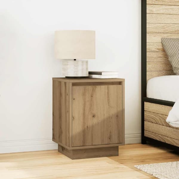 vidaXL Nattbord med LED artisan eik 38x34x50 cm