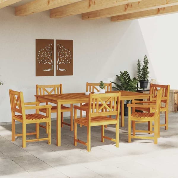 vidaXL Hage Spisegruppe 7 pcs Brun Solid akasietre