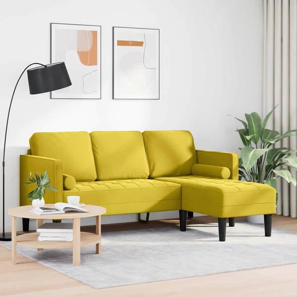 vidaXL Soffset med kudde Gul Polyester