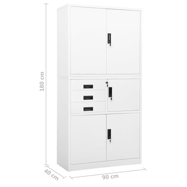 vidaXL Dokumentskåp vit 90x40x180 cm stål