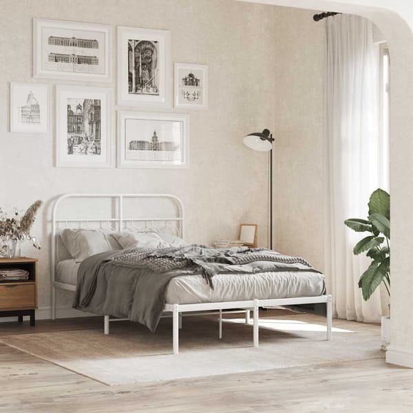 vidaXL Utskiftbar sengegavl i metall hvit 120 cm