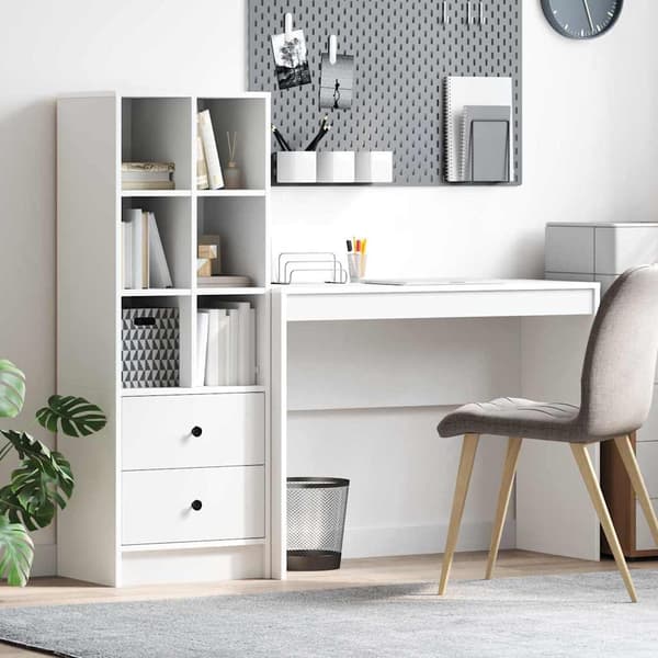 vidaXL Skrivbord med låda 2 pcs Vit