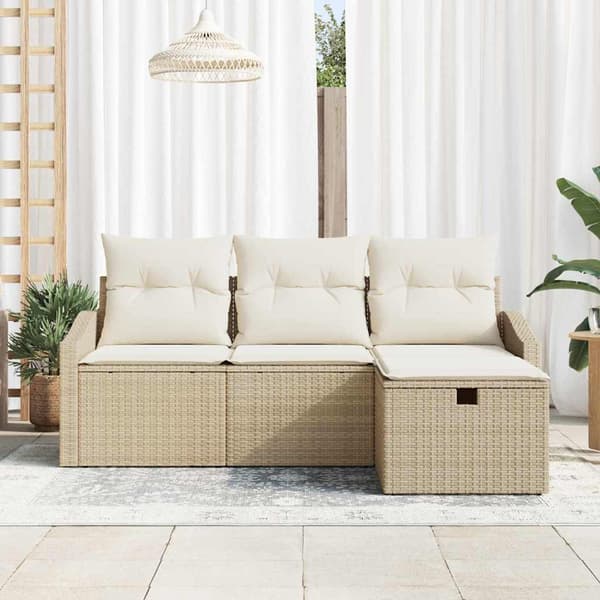 vidaXL Soffset med kudde 4 pcs konstrotting