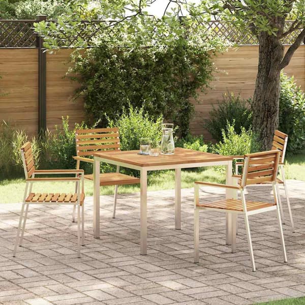 vidaXL Hage Spisegruppe 5 pcs Brun Solid akasietre