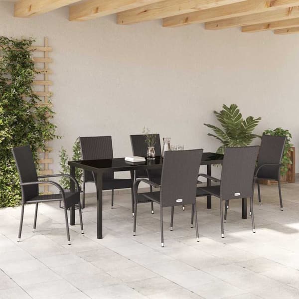 vidaXL Trädgårdsmöbelset 7 pcs Brun Pulverlackerat stål