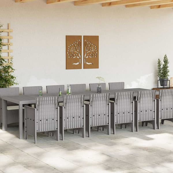 vidaXL Trädgårdsmöbelset 13 pcs Ljusgrå Polt rotting