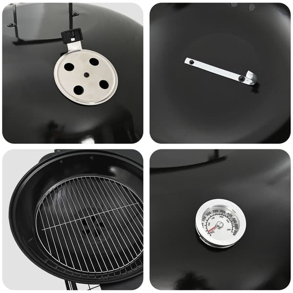 vidaXL Svart Stål Standard Bärbar Utomhusgrill Rektangulär Modern