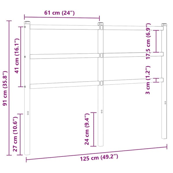 vidaXL Utskiftbar sengegavl i metall hvit 120 cm