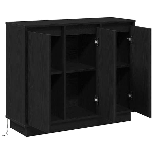 vidaXL Sideboard med LED, Svart Eik, 90x32x75 cm, Laget av Tre