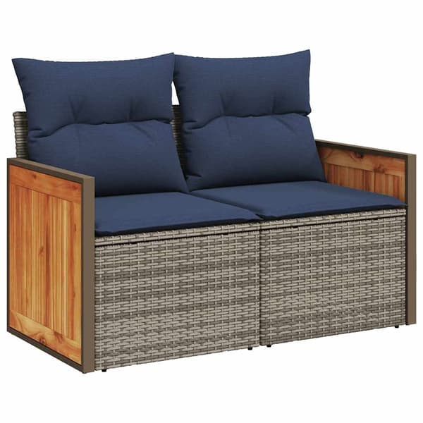 vidaXL Trädgårdssoffor med dynor 6 delar grå polyrotting akacia