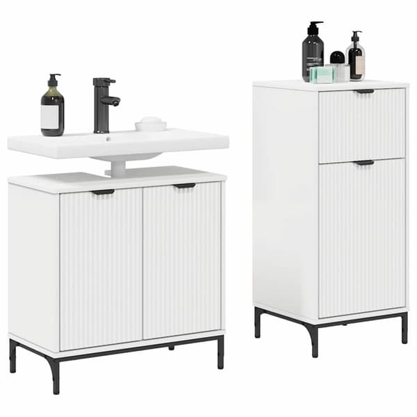 vidaXL Badrumsmöbelset med låda 2 st Vit 39,5 x 36 x 88 cm