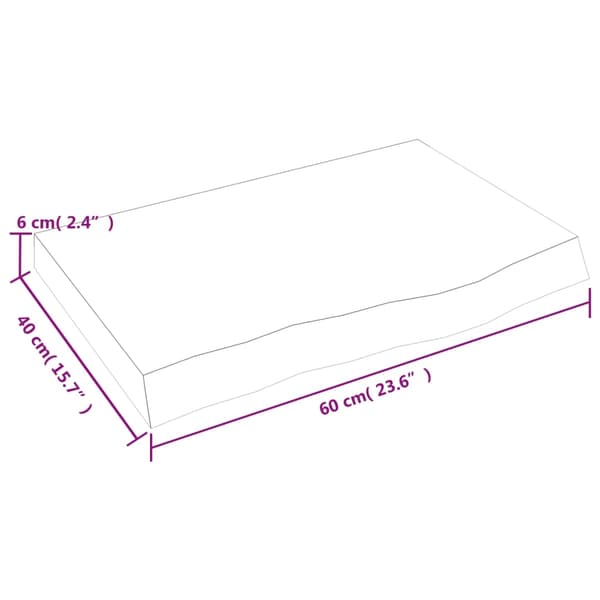 vidaXL Bordplate 60x40x(2-6) cm ubehandlet heltre eik