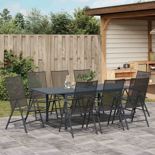 vidaXL Trädgårdsmöbelset 9 pcs Antracit Stål