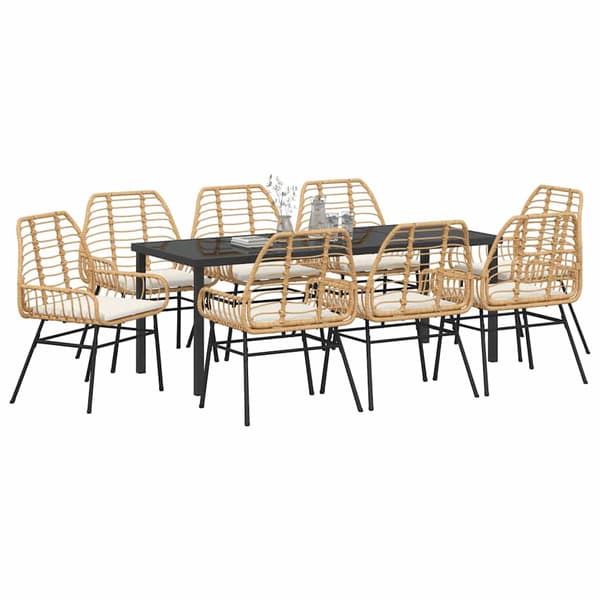 vidaXL Trädgårdsmöbelset 9 pcs Brun konstrotting