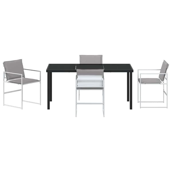 vidaXL Trädgårdsmöbelset 5 pcs Vit Pulverlackerat stål