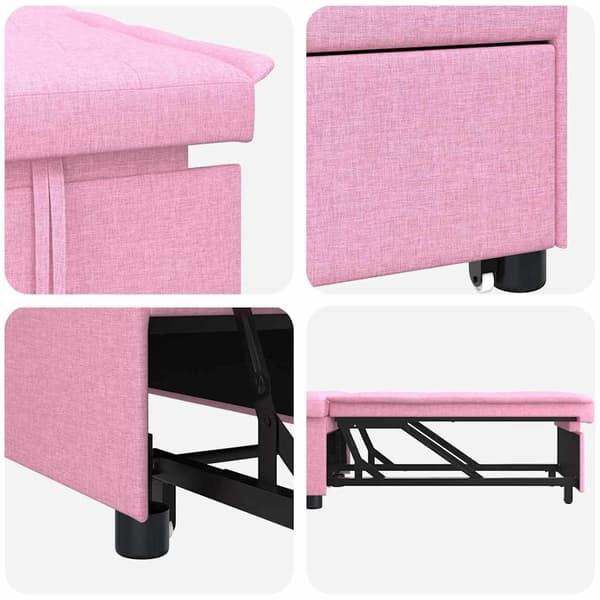 vidaXL Pull Out Sofa Bed Rosa 194 x 50 x 82 cm tyg