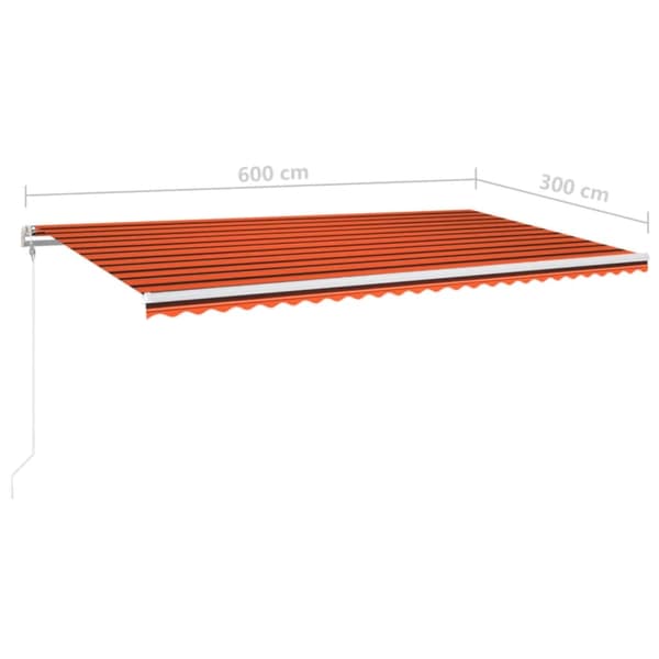 vidaXL Automatisk markis med vindsensor & LED 600x300 cm orange/brun