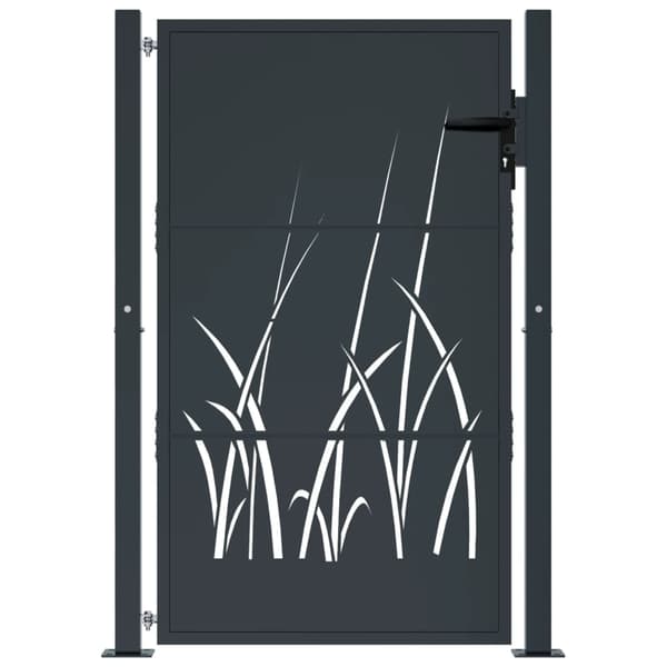 vidaXL Trädgårdsgrind antracit 100x150 cm stål gräsdesign