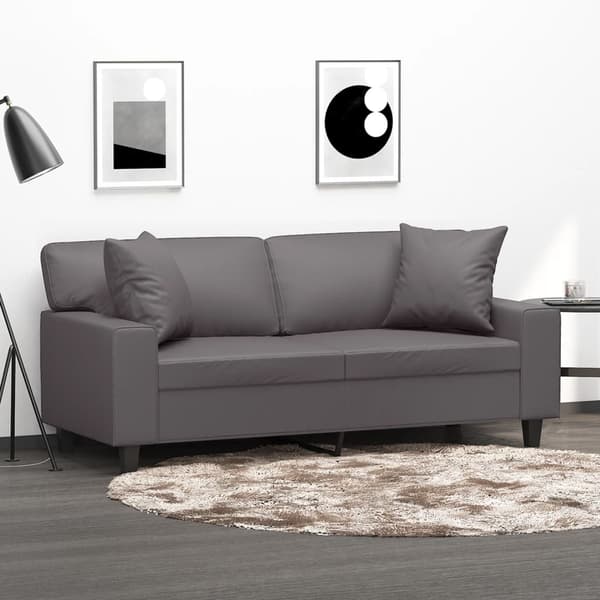 vidaXL 2-sits soffa med prydnadskuddar grå 140 cm konstläder