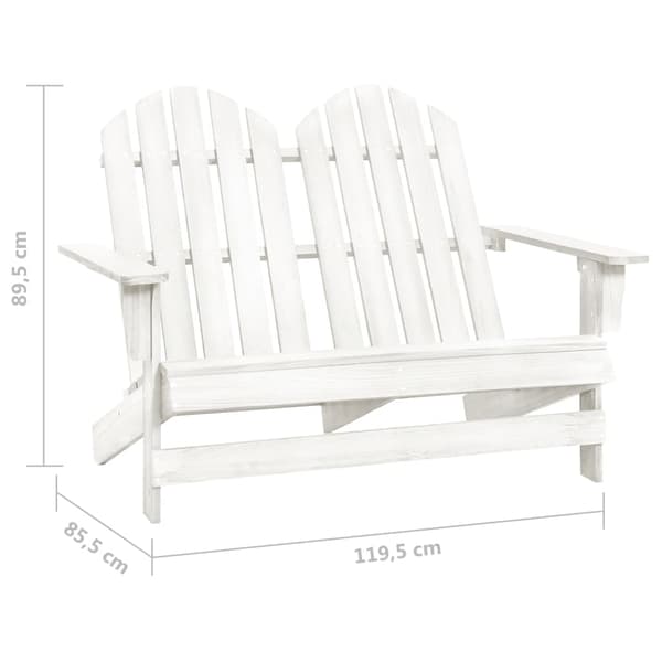vidaXL Adirondackstol 2-sits massivt granträ vit