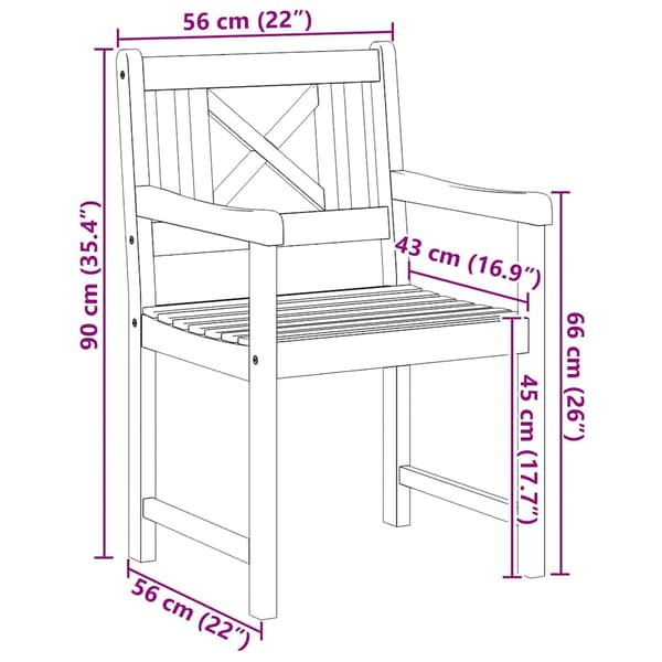 vidaXL Hage Stol 4 pcs 56 x 56 x 90 cm Solid akasietre