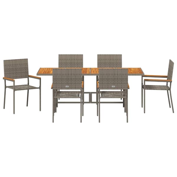 vidaXL Trädgårdsmöbelset 7 pcs Grå konstrotting