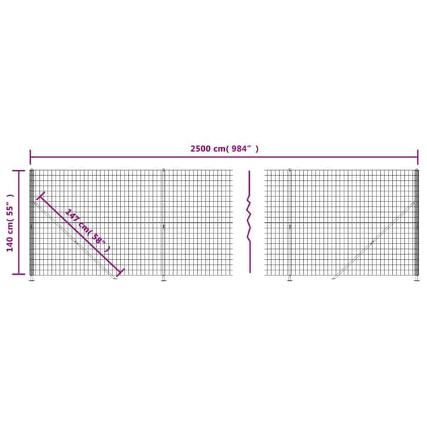 vidaXL Nettinggjerde med flens antrasitt 1,4x25 m