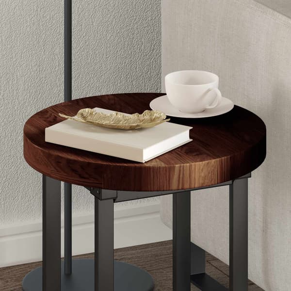 vidaXL Bordplate Mørk brun Ø 40 x 4 cm Massivt Eiketre