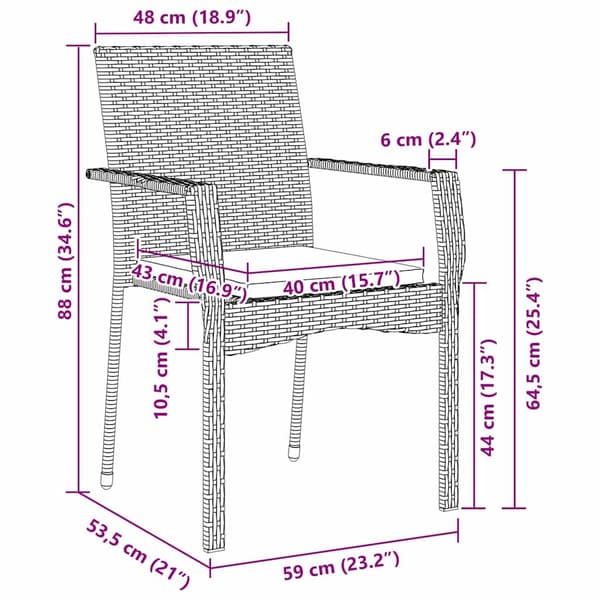 vidaXL Trädgårdsmöbelset med kudde 9 pcs Grå konstrotting