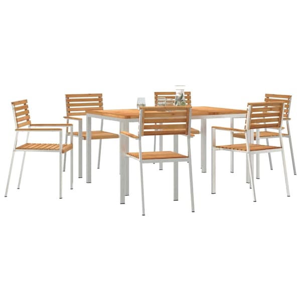 vidaXL Trädgårdsmöbelset 7 pcs Brun Massivt teakträ