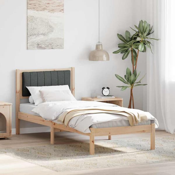 vidaXL Sängram med Vadderad Sänggavel Mörkgrå 75 x 190 cm