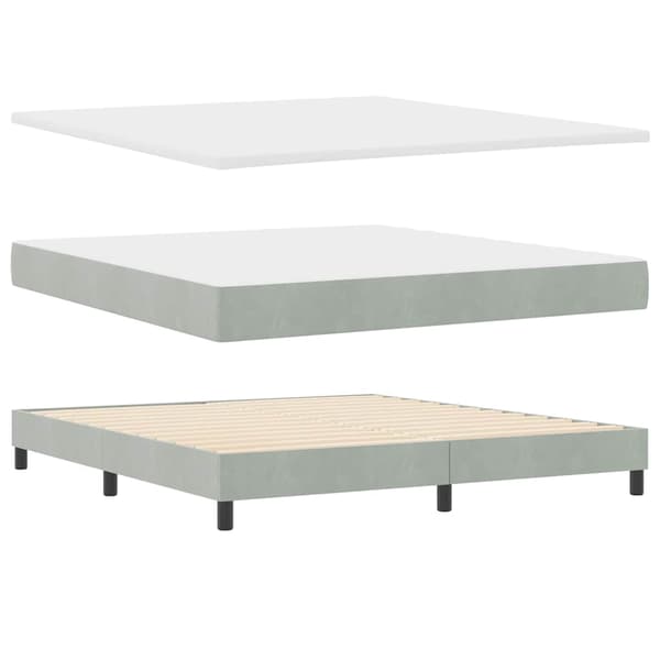 vidaXL Bäddfjäder med madrass Ljusgrå 200 x 180 cm Polyester