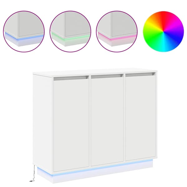 vidaXL Sideboard med LED Hvit 90x32x75 cm Laget av tre