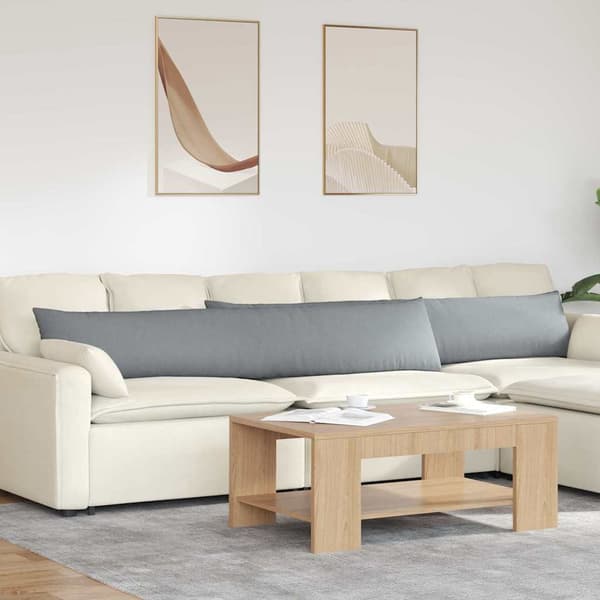 vidaXL Soffkuddar 2 st Ljusgrå 200 x 40 cm tyg