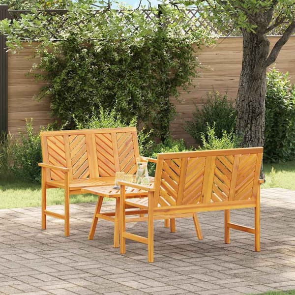 vidaXL Hage lounge sett 3 pcs Brun Solid akasietre