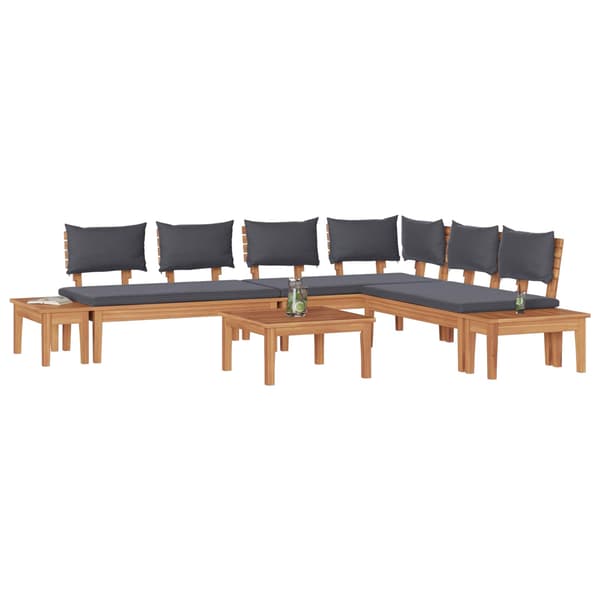 vidaXL Hagesofa Set 3 pcs Brun og Grå