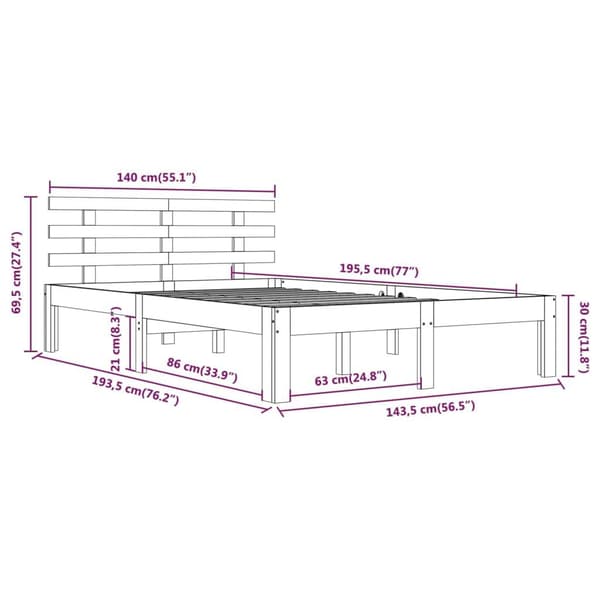 vidaXL Sengeramme heltre 140x190 cm