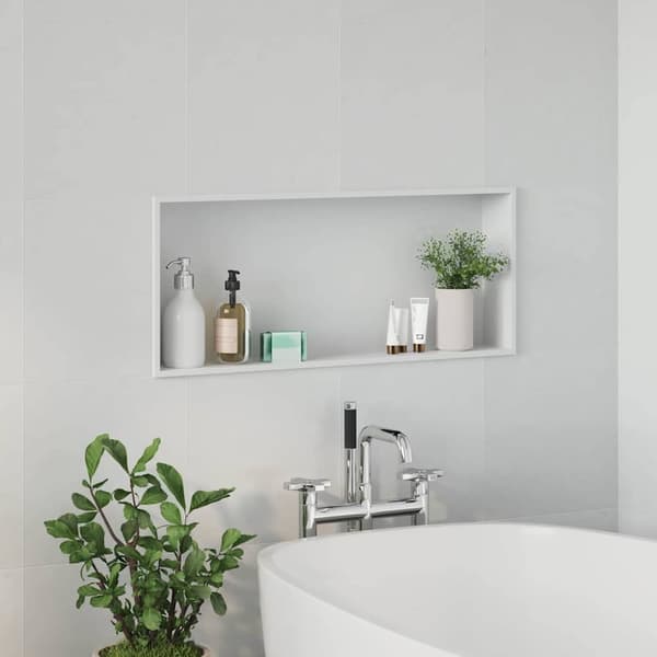 vidaXL Dusjniche Hvit 75 x 30 x 9,5 cm Rustfritt Stål