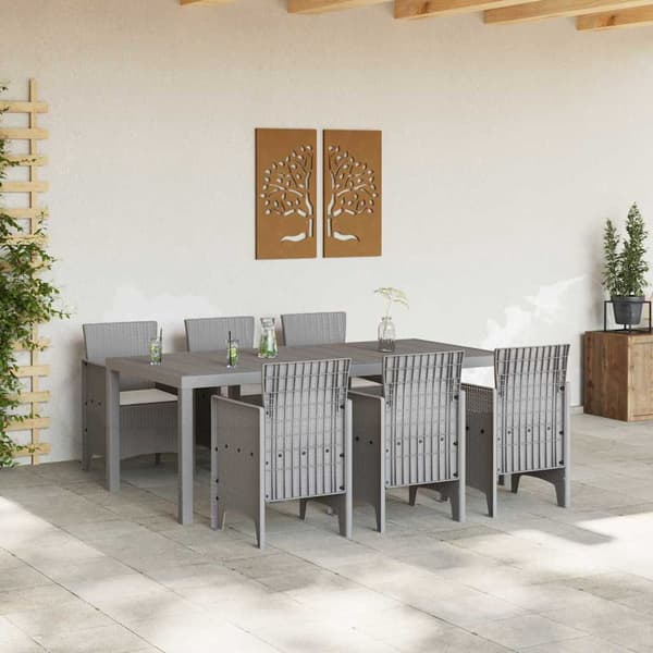 vidaXL Trädgårdsmöbelset 7 pcs Ljusgrå Polypropylen