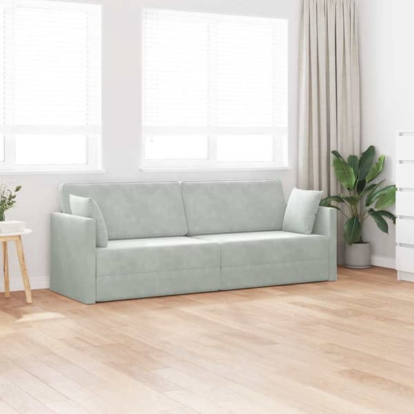 vidaXL Golvbäddsoffa Ljusgrå 213 x 70 x 77 cm Sammet