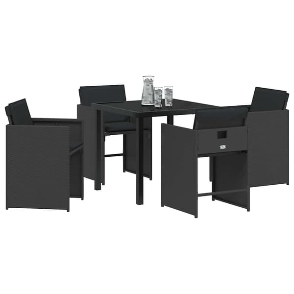 vidaXL Hage Spisegruppe 5 pcs Svart polyrotting