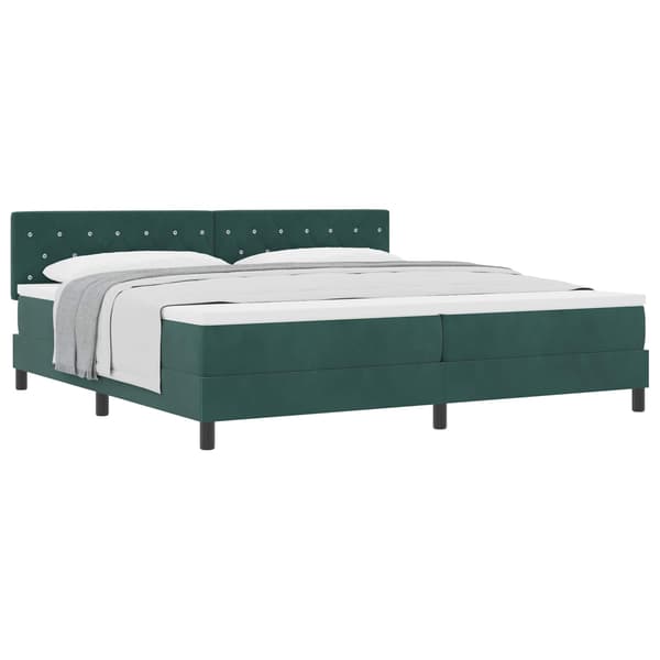 vidaXL Bäddfjäder med madrass Mörkgrön 200 x 200 cm Sammet