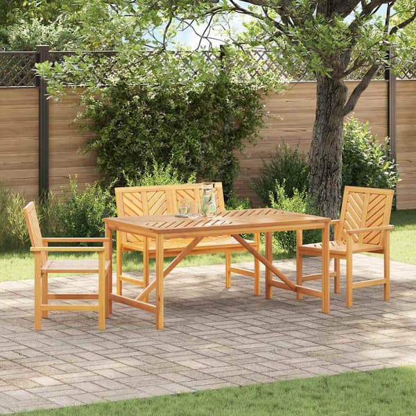 vidaXL Hage Spisegruppe 4 pcs Brun Solid akasietre