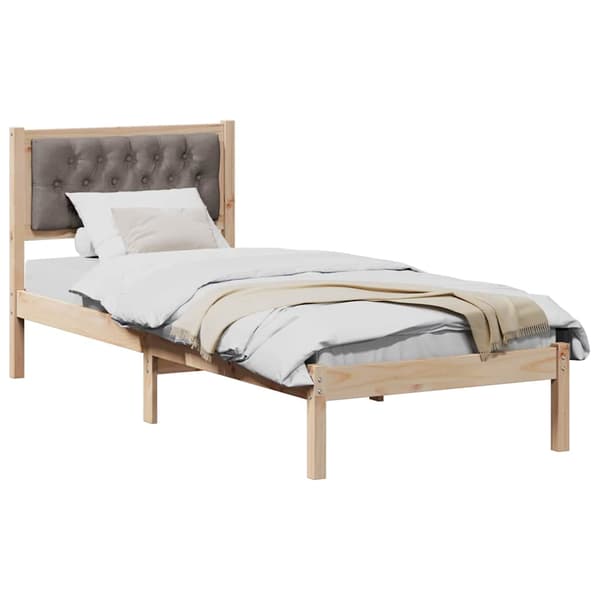 vidaXL Sängram med sänggavel Gråbrun 75 x 190 cm tyg