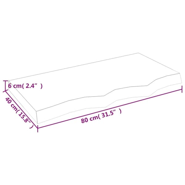vidaXL Hyllplan 80x40x(2-6) cm obehandlad massiv ek