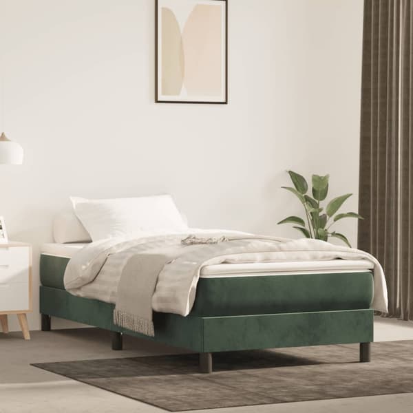 vidaXL Sängram mörkgrön 100x200 cm sammet