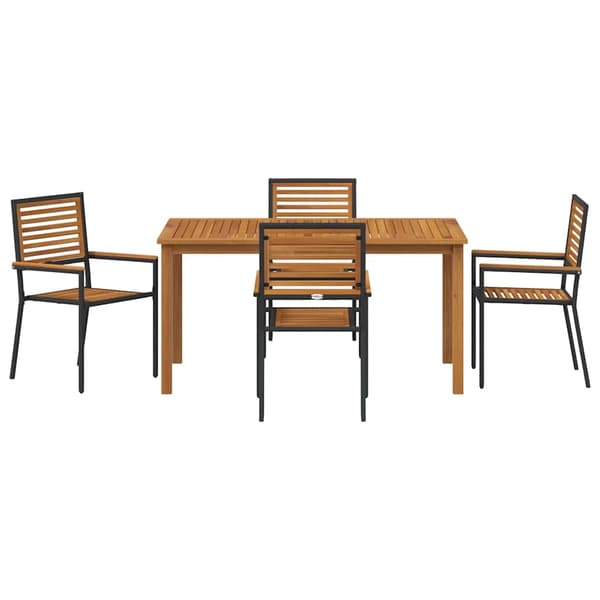 vidaXL Hage Spisegruppe 5 pcs Svart Solid akasietre