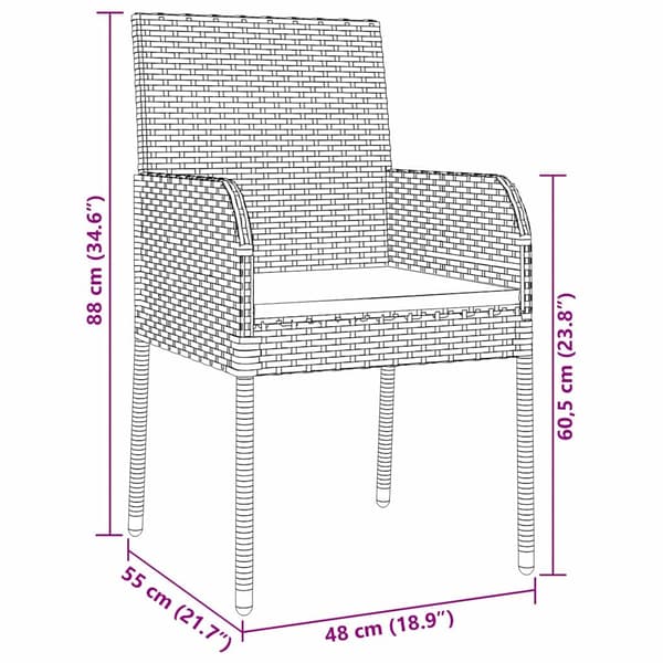 vidaXL Trädgårdsmöbelset med kudde 5 pcs Grå konstrotting